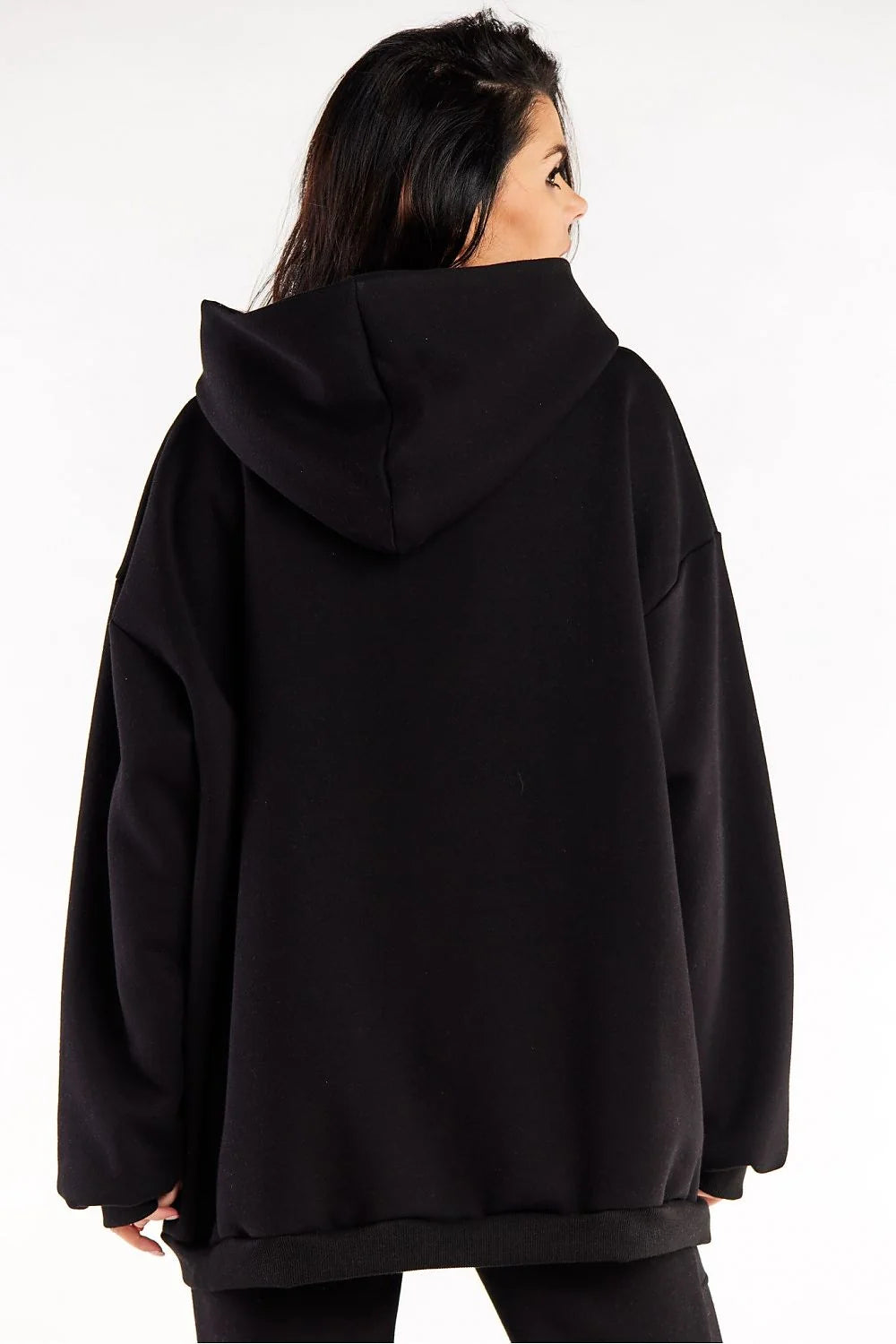 Sweatshirt à capuche pour femme, style décontracté, coupe oversize, manches longues, poche kangourou, coton élasthanne, noir intemporel, confort maximal