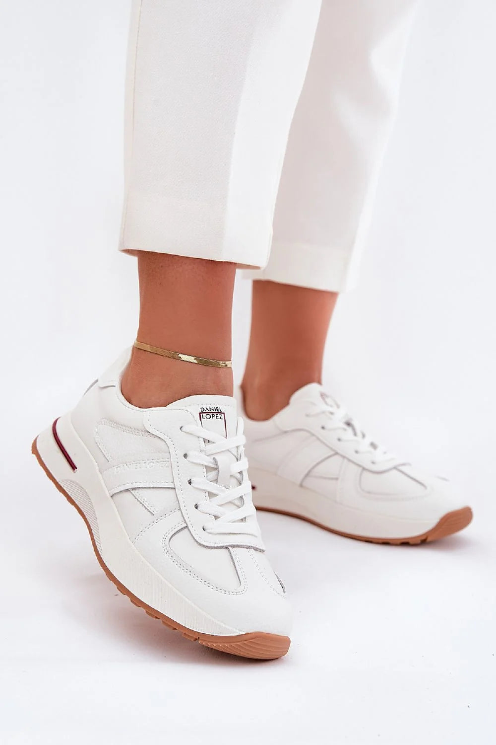 Chaussures de sport pour femmes style décontracté moderne blanc bordeaux cuir similicuir baskets coupe basse confort flexibilité occasions multiples