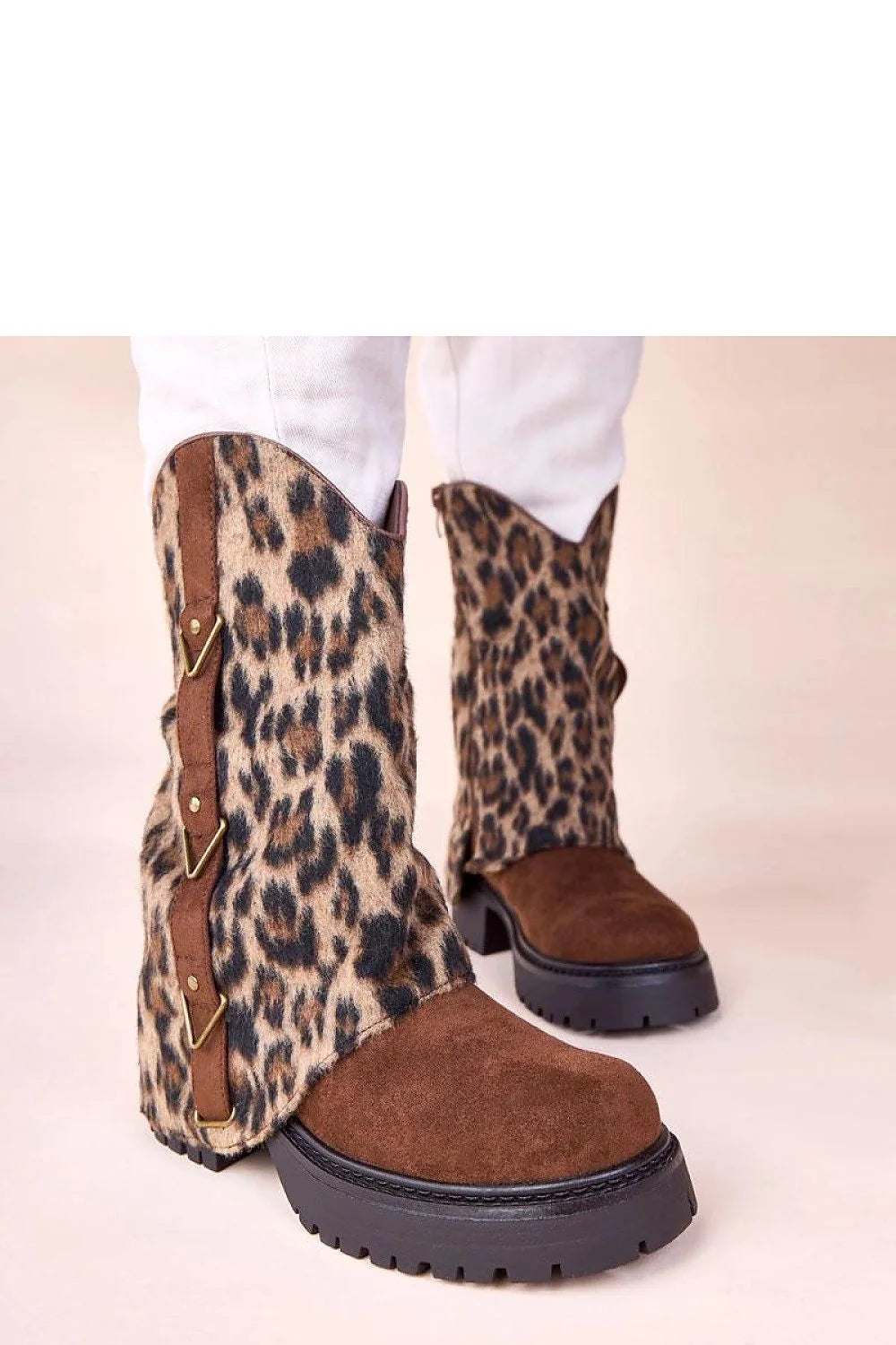bottines brunes tige léopard retournée Kaylia Gemre cuir suédé écologique semelle plate confortables durables élégantes modernes