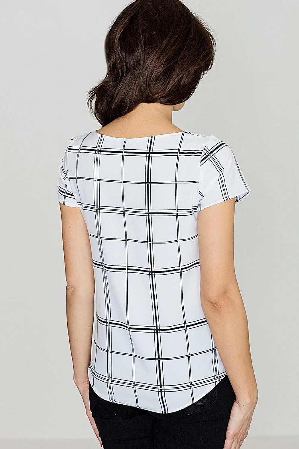 Top à carreaux en coton noir et blanc décontracté chic pour femmes modernes et élégantes