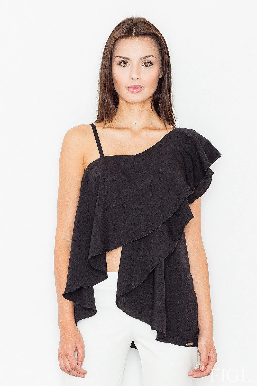 Top asymétrique en polyester rose pastel, style moderne et décontracté, parfait pour femmes élégantes