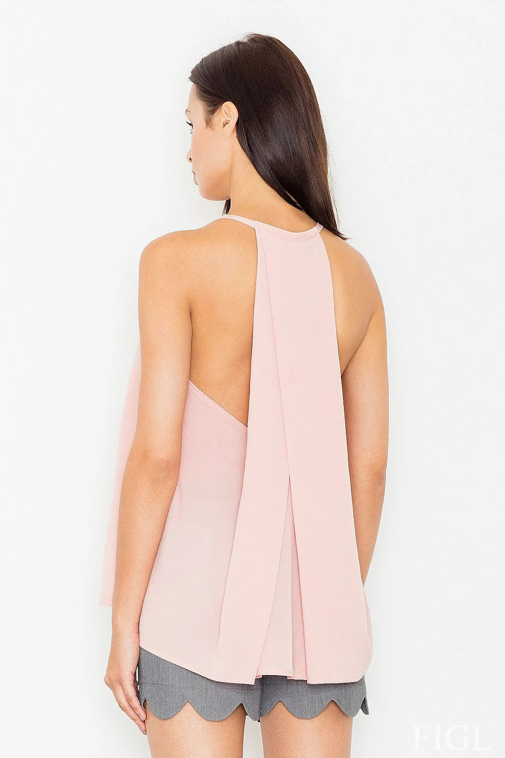 Top sans manches léger polyester élégant rose clair style décontracté parfait été féminin tendance