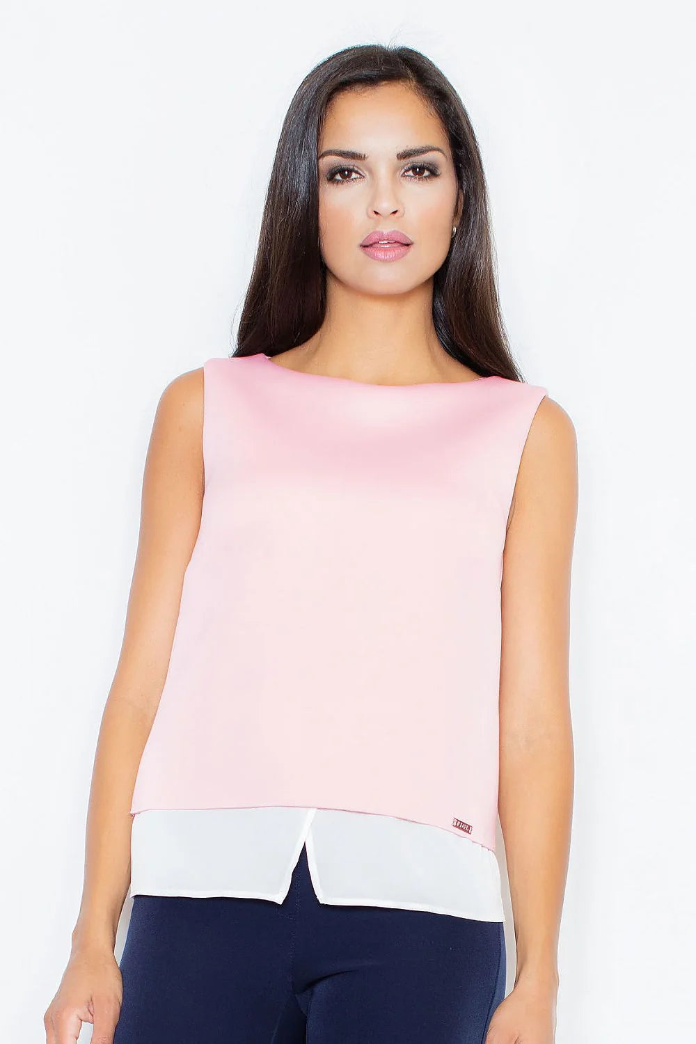 Top sans manches polyester élégant rose clair design moderne coupe droite pour occasions féminines raffinées