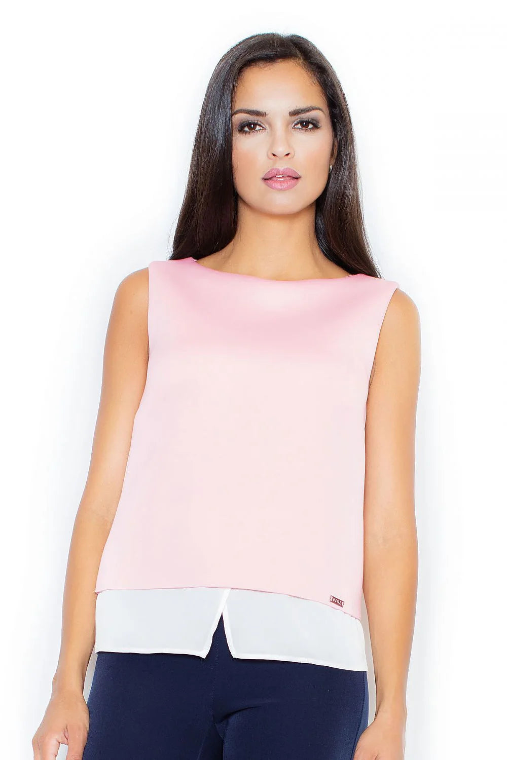 Top sans manches polyester élégant rose clair design moderne coupe droite pour occasions féminines raffinées