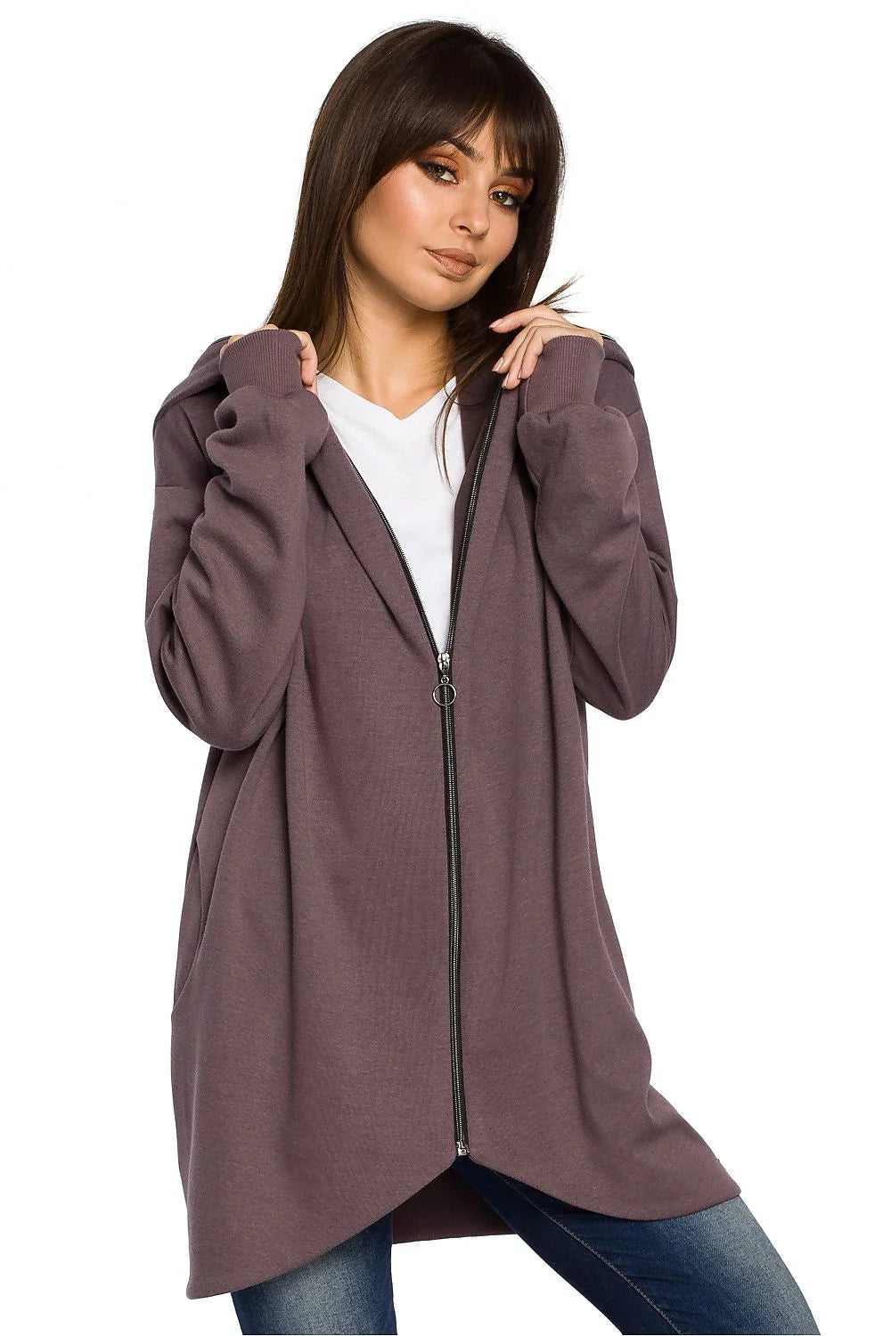 Veste à capuche coton rouge décontractée, confortable, ample, mode féminine, casual, pour sorties décontractées