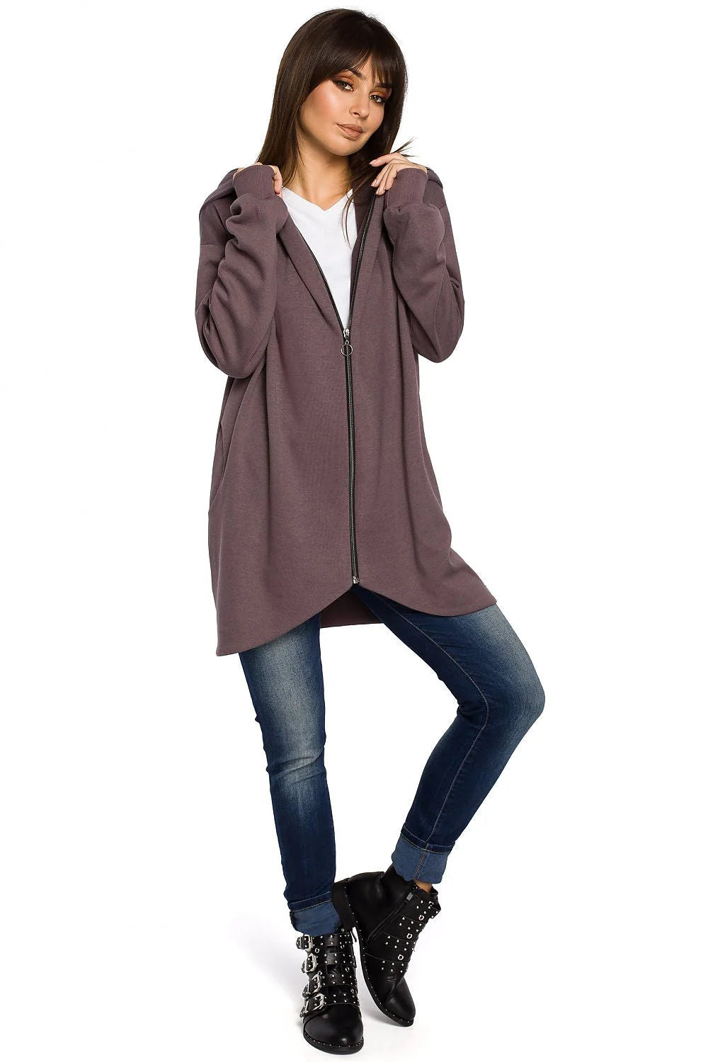 Veste à capuche coton rouge décontractée, confortable, ample, mode féminine, casual, pour sorties décontractées