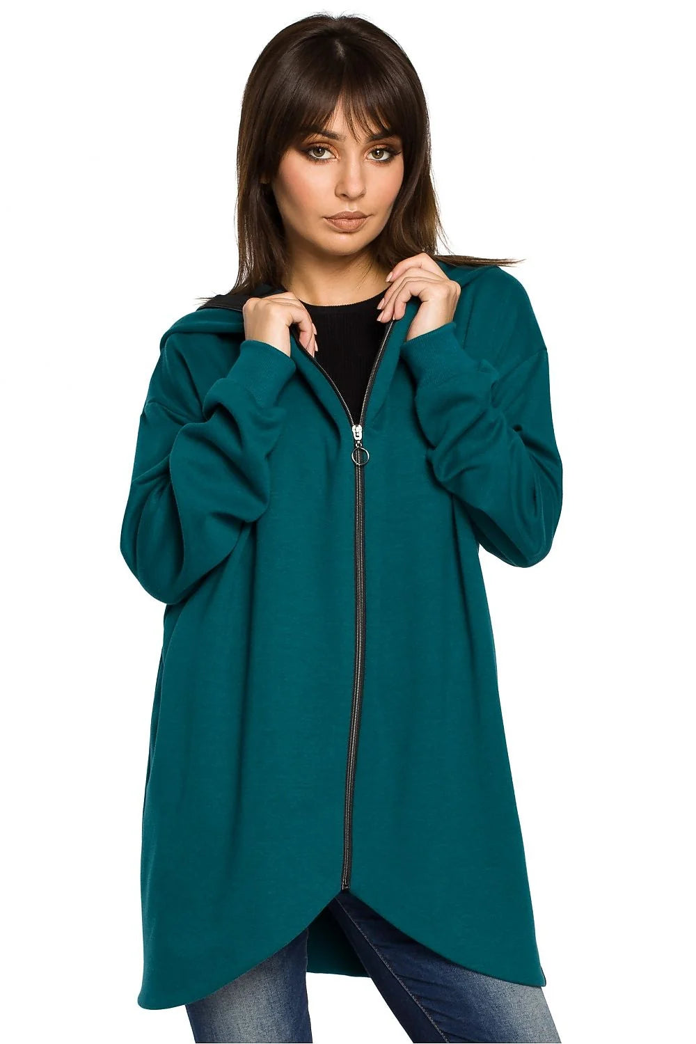 Veste à capuche coton rouge décontractée, confortable, ample, mode féminine, casual, pour sorties décontractées