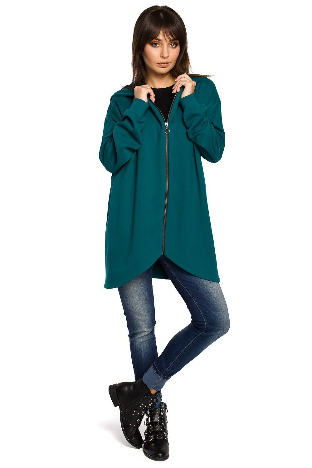 Veste à capuche coton rouge décontractée, confortable, ample, mode féminine, casual, pour sorties décontractées