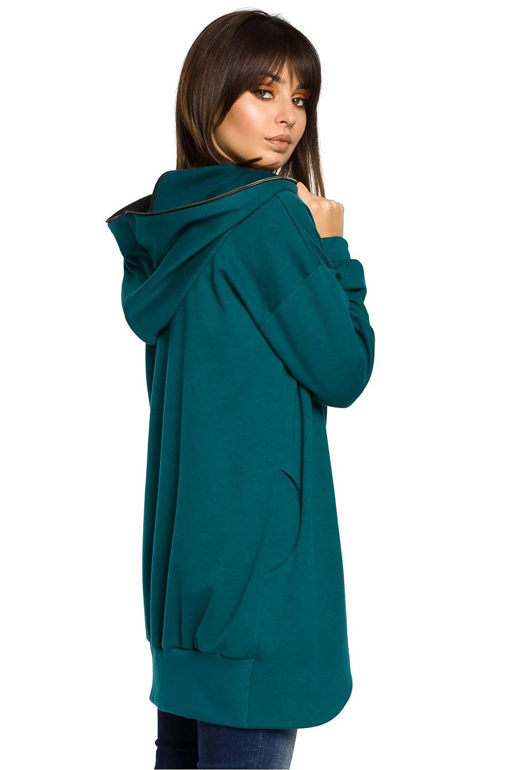 Veste à capuche coton rouge décontractée, confortable, ample, mode féminine, casual, pour sorties décontractées