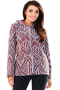 Veste à capuche en tissu épais style géométrique moderne ajustée pour femmes tendance et confort