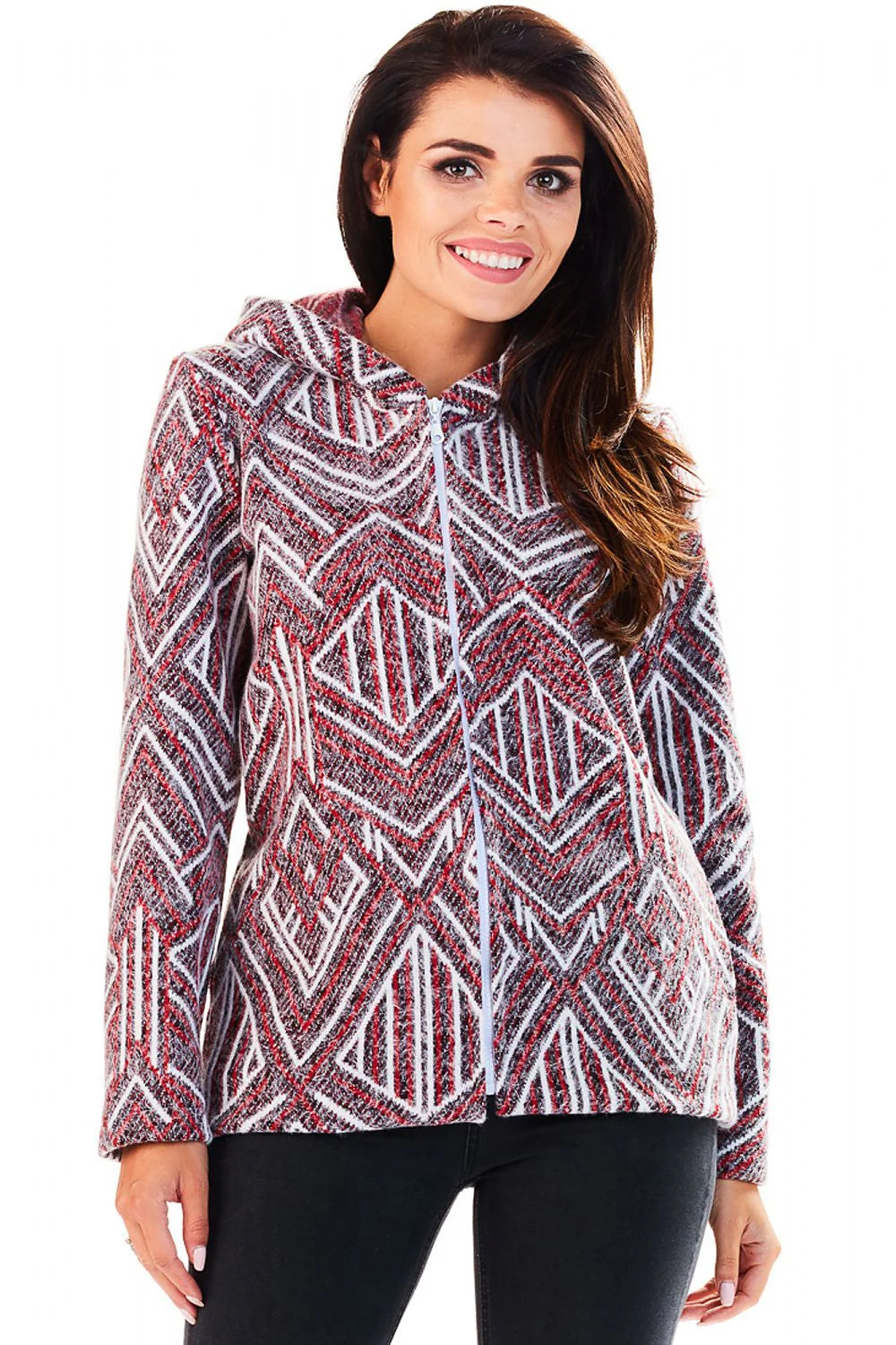 Veste à capuche en tissu épais style géométrique moderne ajustée pour femmes tendance et confort
