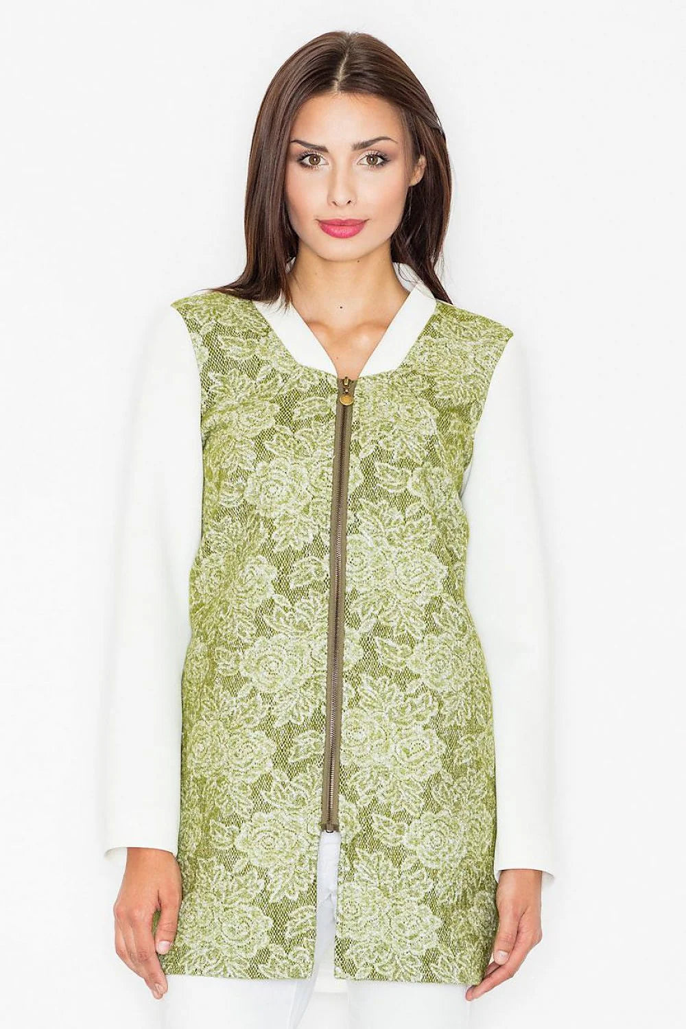 Veste élégante en dentelle florale avec fermeture éclair idéale pour un style classique chic
