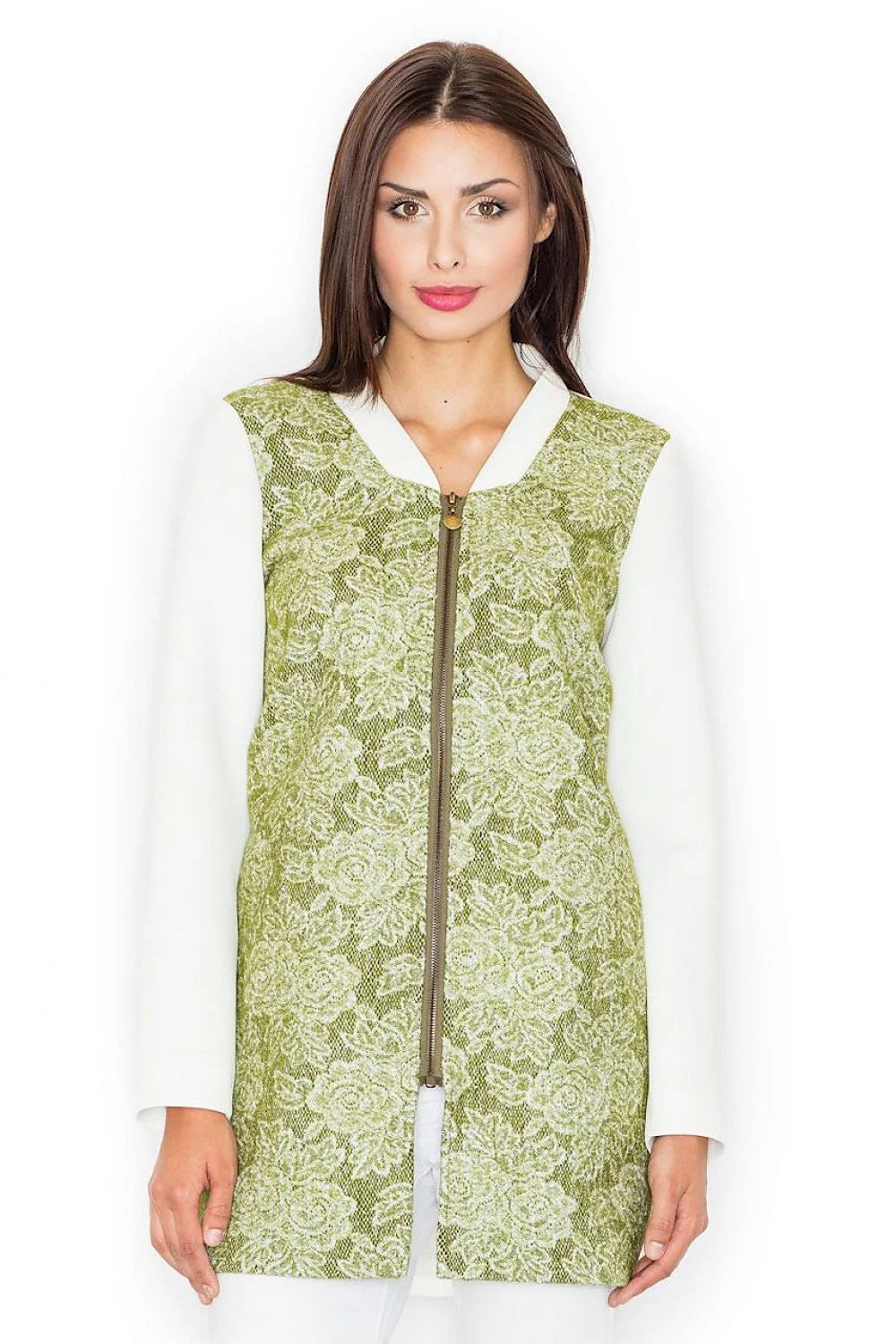 Veste élégante en dentelle florale avec fermeture éclair idéale pour un style classique chic