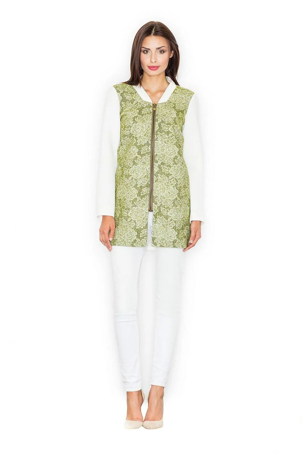 Veste élégante en dentelle florale avec fermeture éclair idéale pour un style classique chic