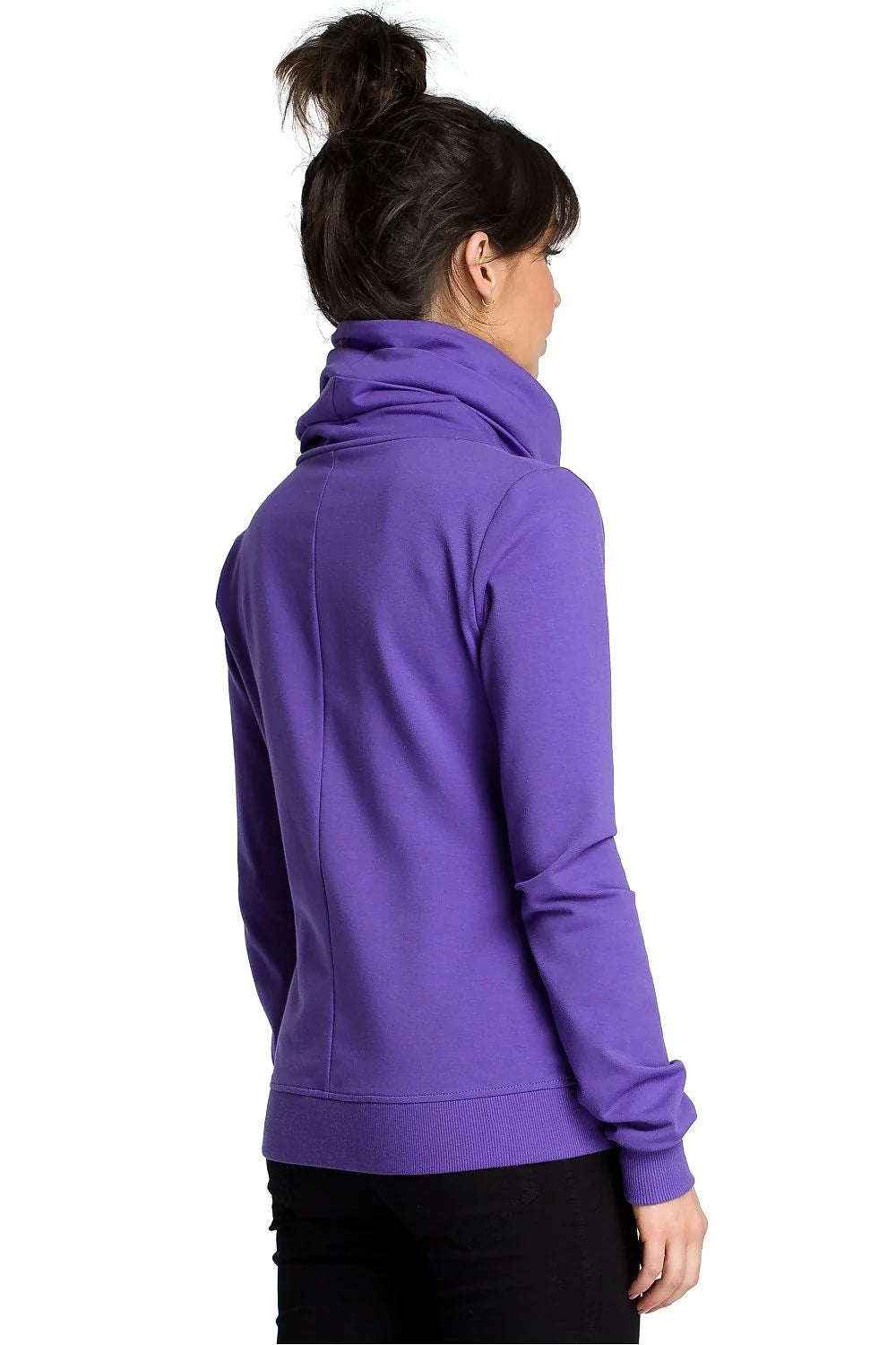 Veste en coton violet moderne confortable fermeture éclair diagonale col repliable pour femmes élégantes