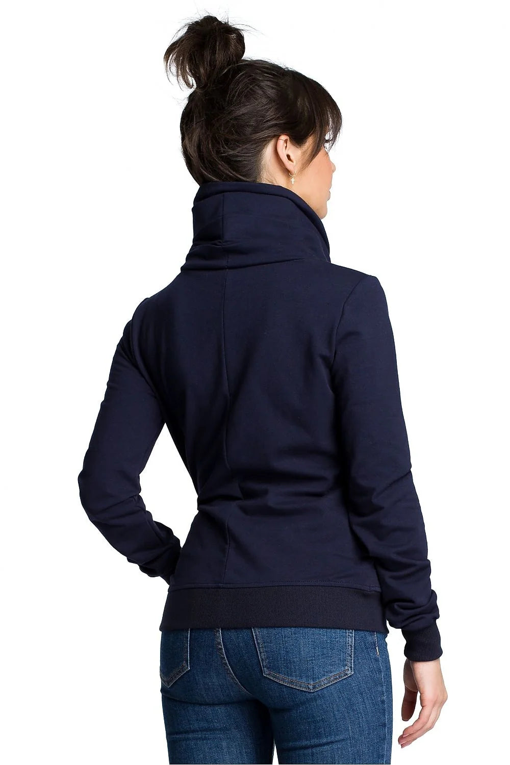 Veste en coton violet moderne confortable fermeture éclair diagonale col repliable pour femmes élégantes