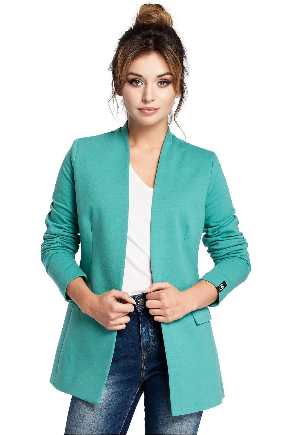 Veste Femme Tricot Moderne Élégante Sans Col Grise Ajustée Décontractée Chic Poches Longues Manches