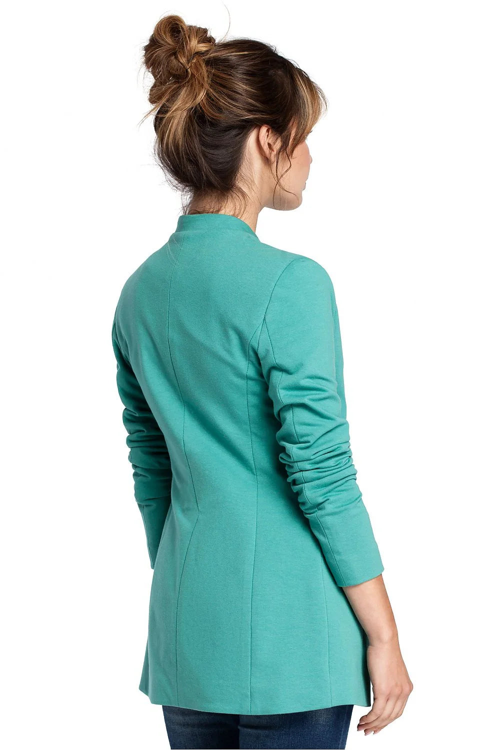 Veste Femme Tricot Moderne Élégante Sans Col Grise Ajustée Décontractée Chic Poches Longues Manches