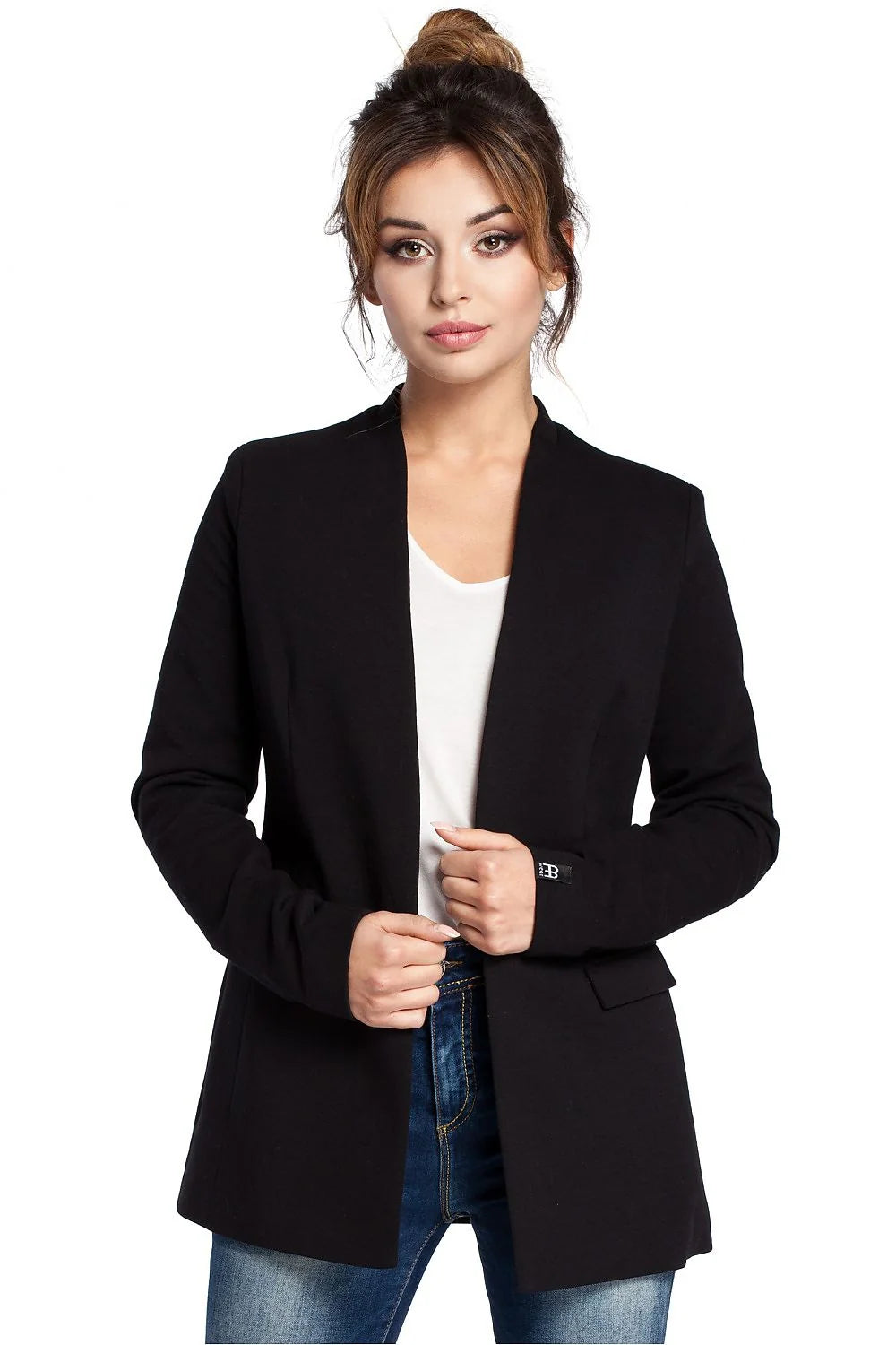 Veste Femme Tricot Moderne Élégante Sans Col Grise Ajustée Décontractée Chic Poches Longues Manches