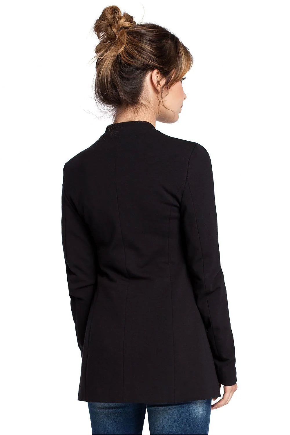 Veste Femme Tricot Moderne Élégante Sans Col Grise Ajustée Décontractée Chic Poches Longues Manches
