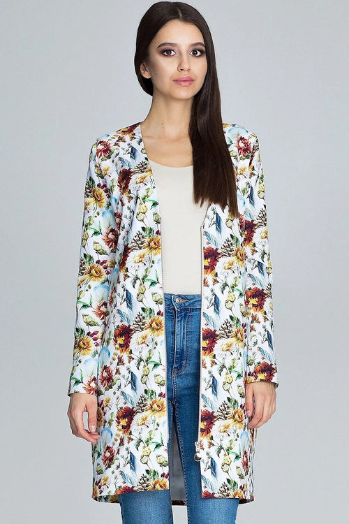 Veste fleurie femme coton polyester motif floral élégant décontracté printemps chic versatile garde-robe