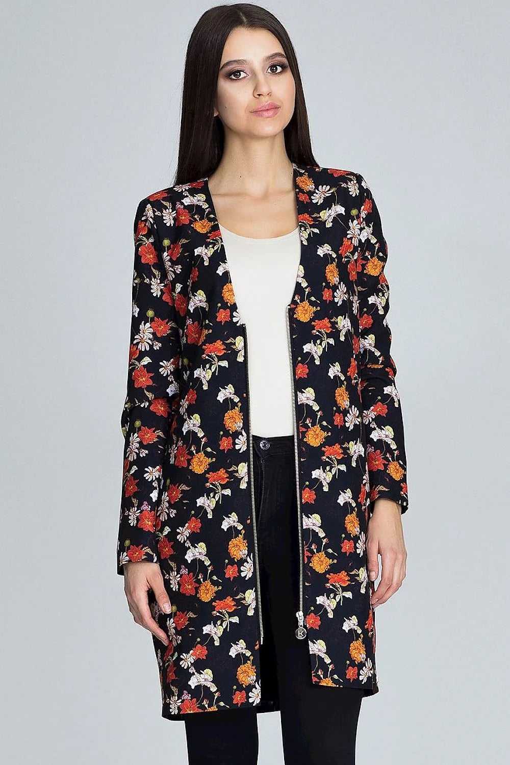 Veste fleurie femme coton polyester motif floral élégant décontracté printemps chic versatile garde-robe