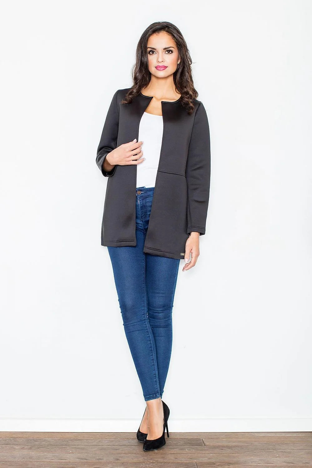 Veste grise coton classique coupe droite élégante confort quotidien mode féminine décontractée chic